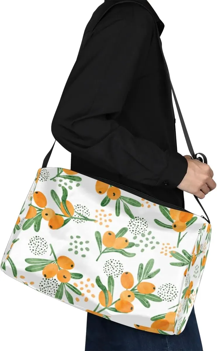 Summer Loquat Pattern Small Gym Bag for Men Women Workout Sport Duffle Bag Waterproof Weekender Overnight Bag Lightweight Carry on Tote Bag Crossbody Shoulder Travel Bag for Swim Yoge Dance