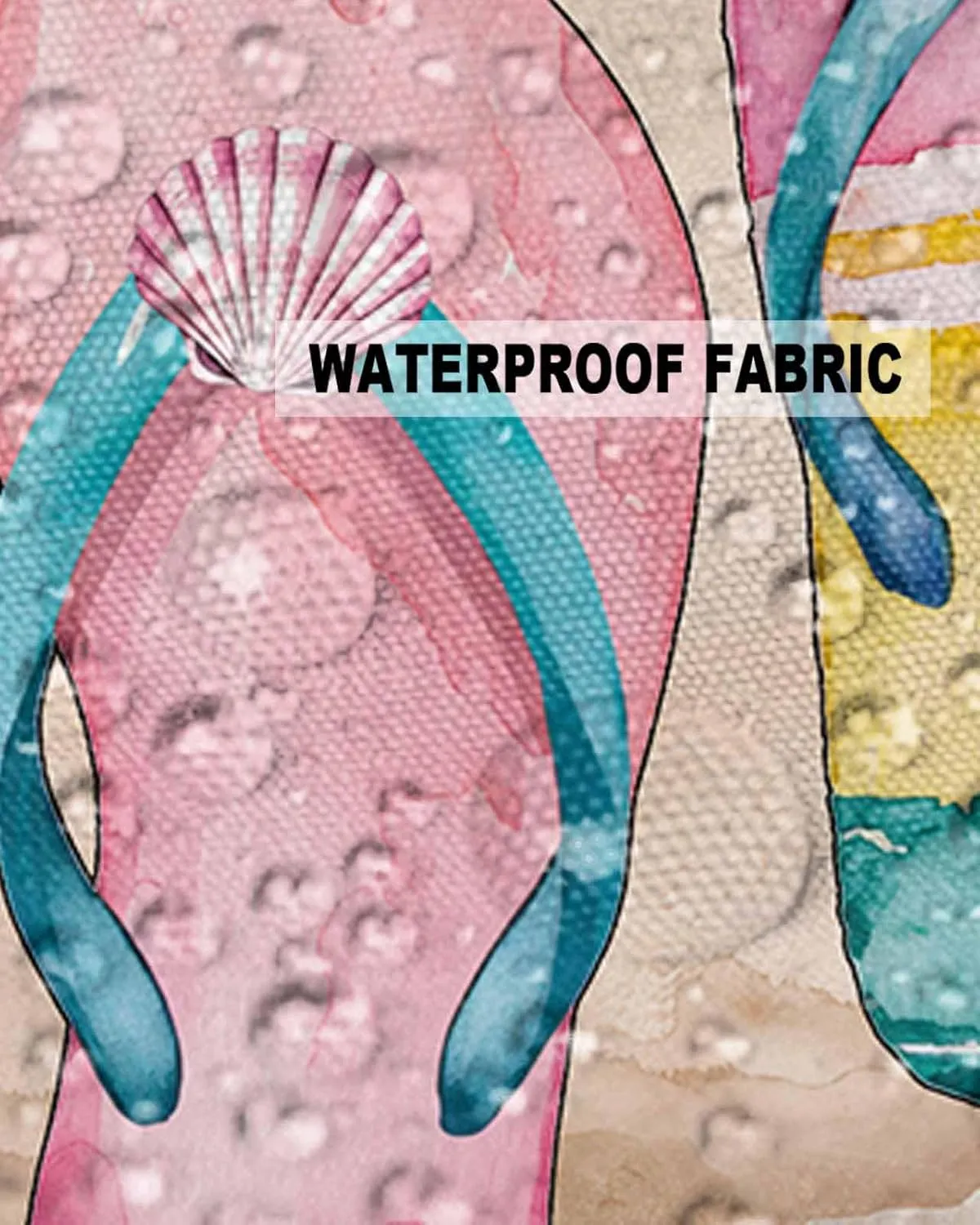 Summer Outdoor Waterproof Pillow Covers Pack of 2, Pink Yellow Green Slippers Beach Shells Palm Leaf Decorative Throw Pillowcases Polyester Cushion Covers for Garden Patio Tent Sofa Couch, 16x16 inch