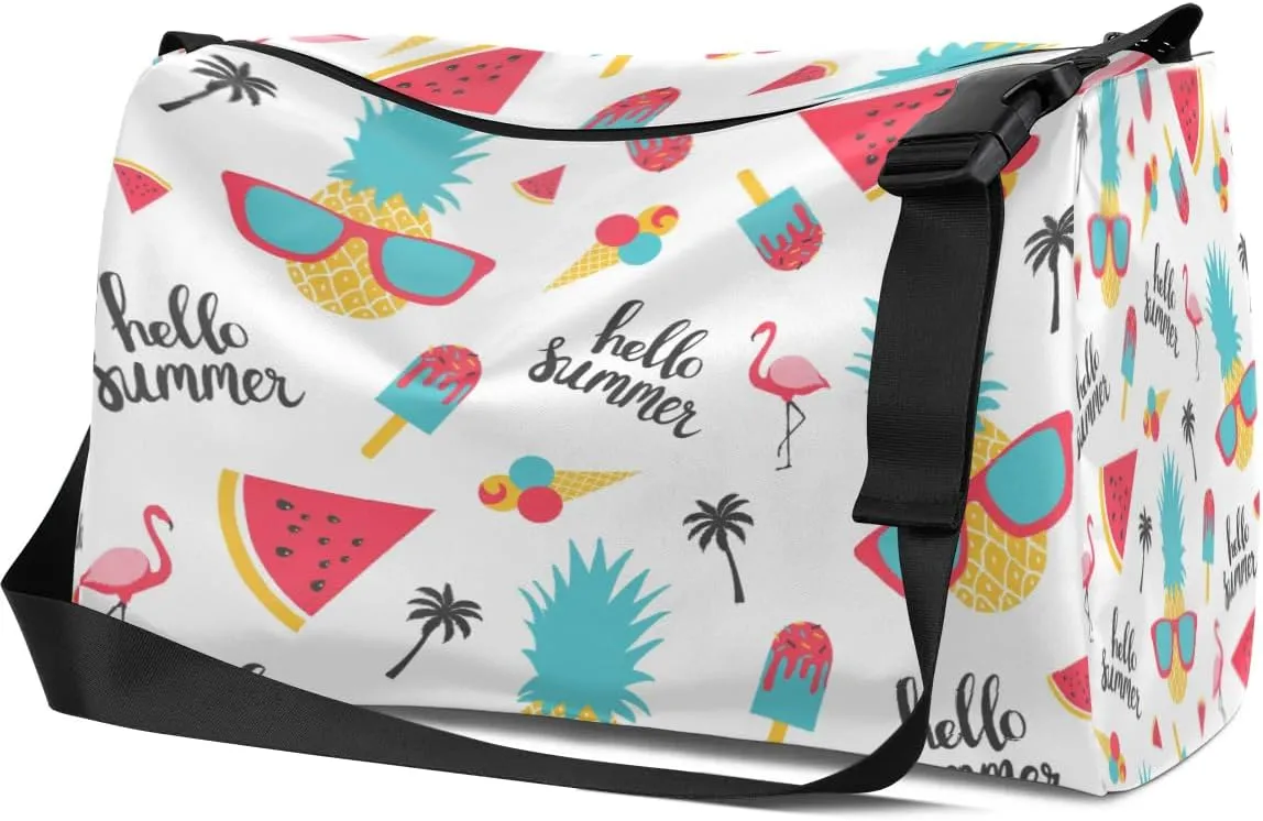 Summer Pattern Watermelon Small Gym Bag for Men Women Workout Sport Duffle Bag Waterproof Weekender Overnight Bag Lightweight Carry on Tote Bag Crossbody Shoulder Travel Bag for Swim Yoge Dance