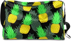 Summer Pineapple Pattern Small Gym Bag for Men Women Workout Sport Duffle Bag Waterproof Weekender Overnight Bag Lightweight Carry on Tote Bag Crossbody Shoulder Travel Bag for Swim Yoge Dance