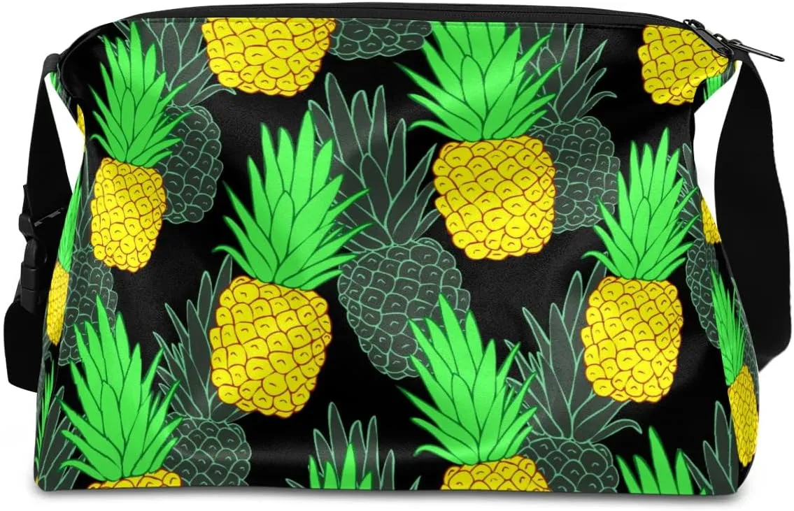 Summer Pineapple Pattern Small Gym Bag for Men Women Workout Sport Duffle Bag Waterproof Weekender Overnight Bag Lightweight Carry on Tote Bag Crossbody Shoulder Travel Bag for Swim Yoge Dance