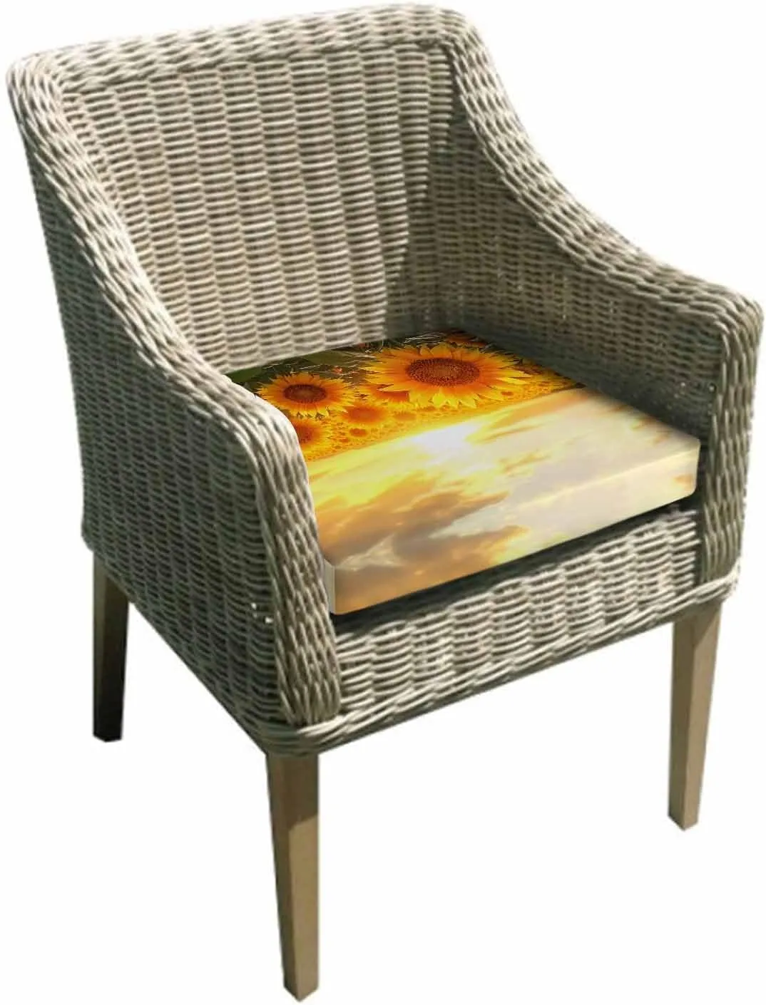 Summer Sunflowers Outdoor Cushion Chair Cover Set of 2 - Waterproof Couch Seat Covers, Farmhouse Botanical Floral Sunset Patio Furniture Protector Cushions Slipcovers for Sofa/RV, 22"x20"x4"