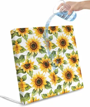 Sunflower Outdoor Cushion Chair Cover Set of 4 - Waterproof Couch Seat Covers, Watercolor Summer Botanical Yellow Patio Furniture Protector Cushions Slipcovers for Sofa/RV, 22"x20"x4"