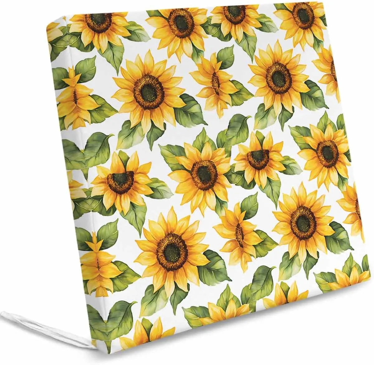 Sunflower Outdoor Cushion Chair Cover Set of 4 - Waterproof Couch Seat Covers, Watercolor Summer Botanical Yellow Patio Furniture Protector Cushions Slipcovers for Sofa/RV, 22"x20"x4"