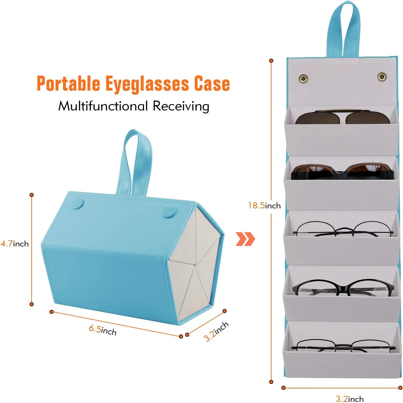 Sunglass Eyeglass Organizer Collector 5 slot 6 Slot PU Eyeglasses Storage Case Box Multiple Hanging Eyewear Display…