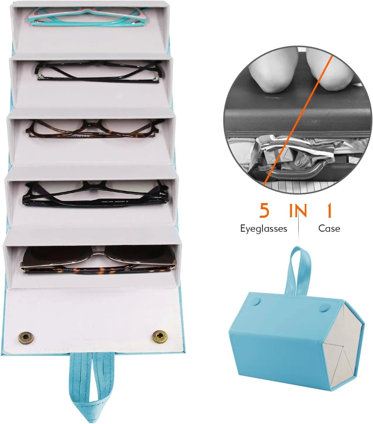 Sunglass Eyeglass Organizer Collector 5 slot 6 Slot PU Eyeglasses Storage Case Box Multiple Hanging Eyewear Display…