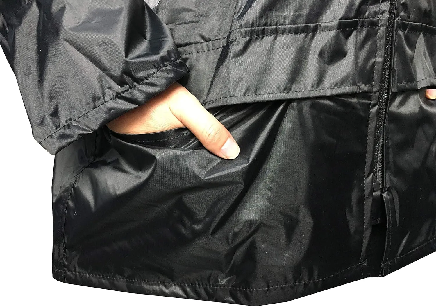 SunPower Flycam Rain Suit with Hood Waterproof Motorcycle Outdoor Reflective Raincoat Over Suit with 5 CM Reflective Strip