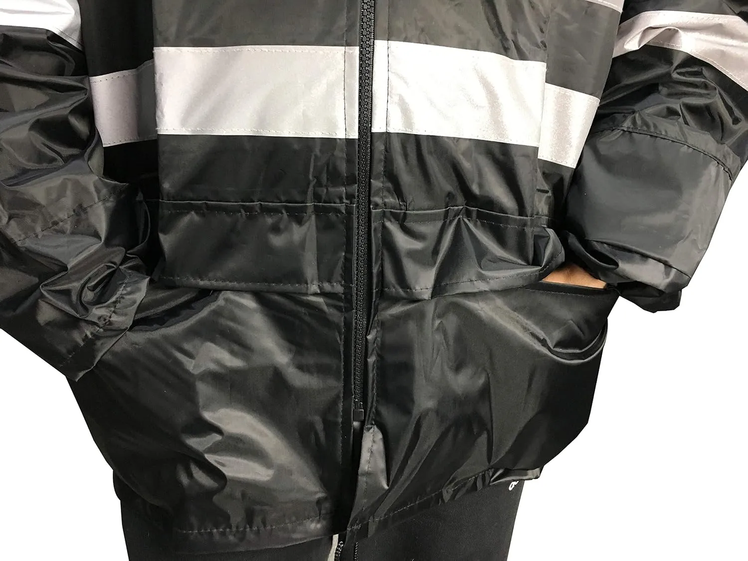 SunPower Flycam Rain Suit with Hood Waterproof Motorcycle Outdoor Reflective Raincoat Over Suit with 5 CM Reflective Strip