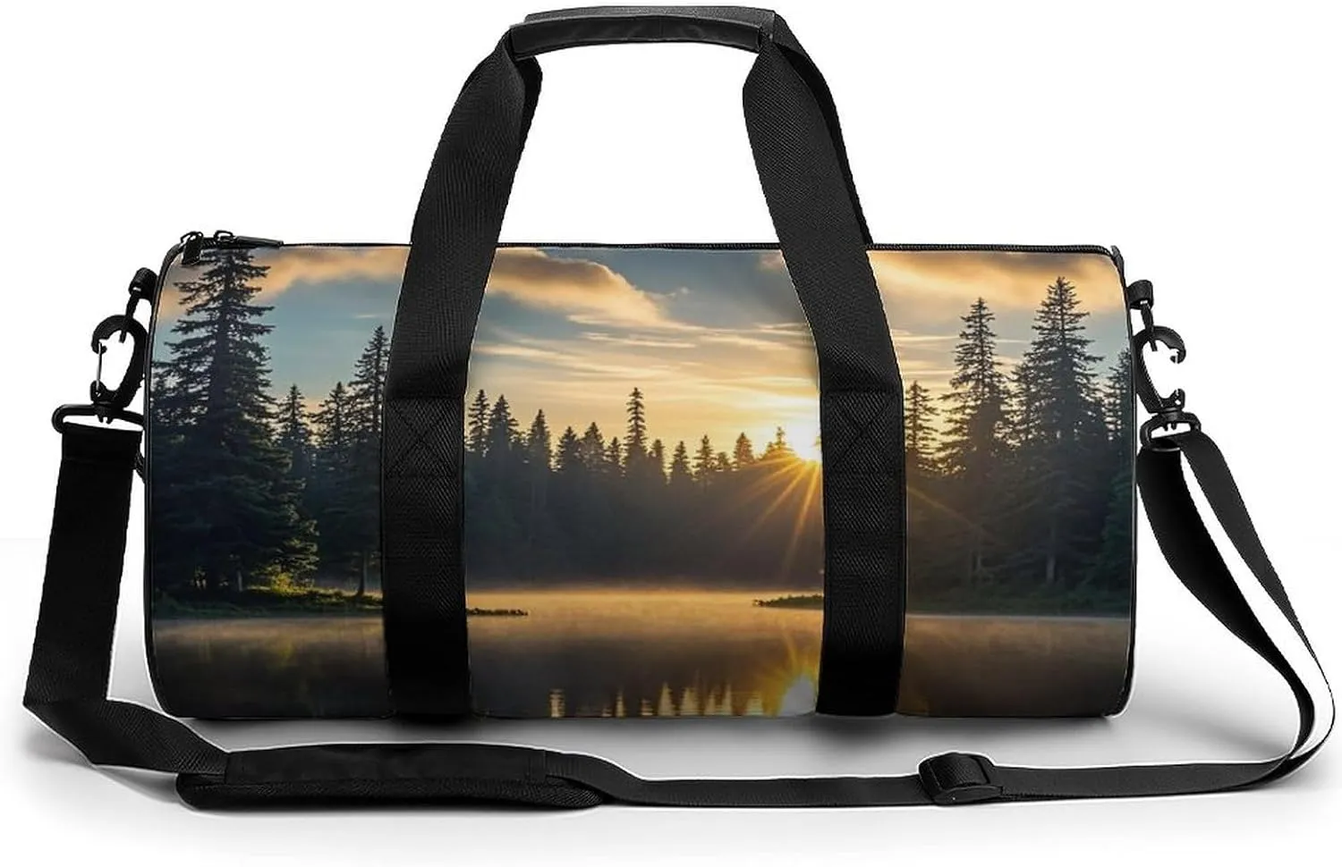 Sunrise on The Lake Gym Bag Small Travel Duffle Bag with Compartment Carry On Weekender Bag for Women Men