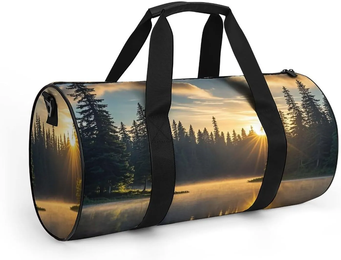 Sunrise on The Lake Gym Bag Small Travel Duffle Bag with Compartment Carry On Weekender Bag for Women Men