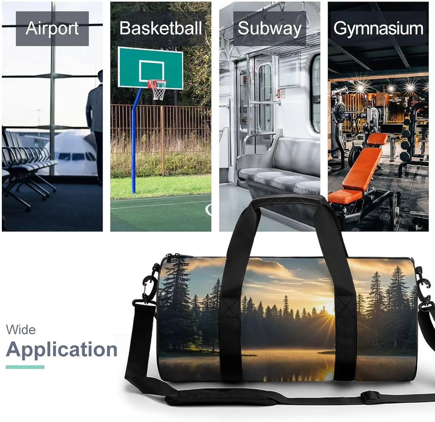 Sunrise on The Lake Gym Bag Small Travel Duffle Bag with Compartment Carry On Weekender Bag for Women Men
