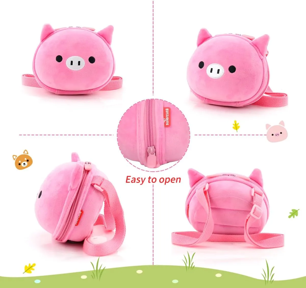 Supercute 3D Cartoon Pig Kids Crossbody Purse, Pig Cion Purse for Toddler Girls (Pig)