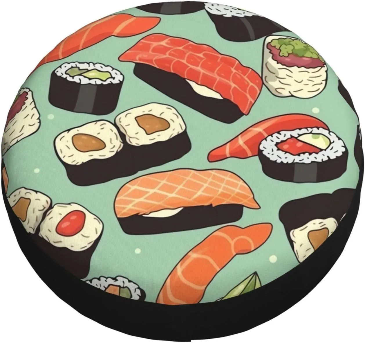 Sushi Food Pattern Tire Cover Outdoor Waterproof Snow Sun Rain Wheel Cover Portable Wheel Bags Camper Spare Tire Cover Universal Car Tire Protectors for Trailer RV SUV