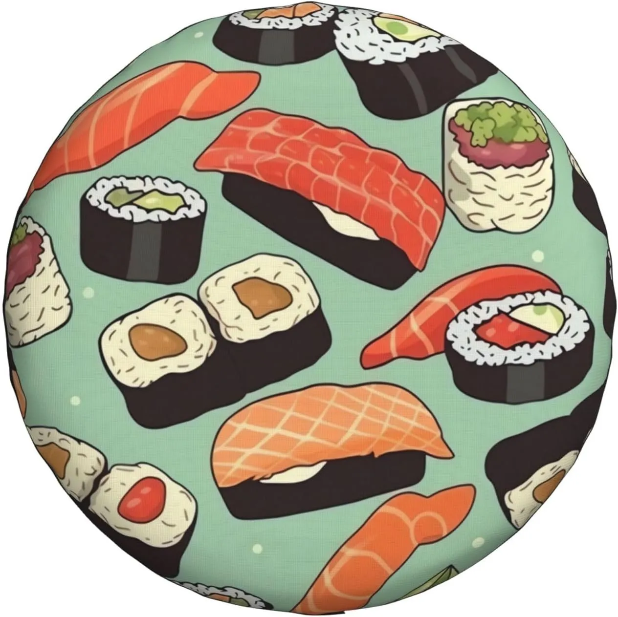 Sushi Food Pattern Tire Cover Outdoor Waterproof Snow Sun Rain Wheel Cover Portable Wheel Bags Camper Spare Tire Cover Universal Car Tire Protectors for Trailer RV SUV