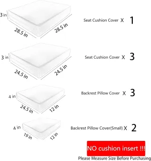 SUSIE'S GARDEN 9p Patio Cushion Covers Outdoor Cushions Replacement Waterproof with Zipper for 5 Pcs Patio Furniture Set, Slipcovers for Outdoor Cushions Taupe, Covers Only