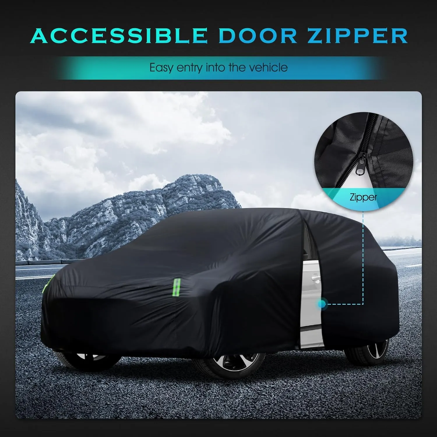 SUV Car Cover Waterproof All Weather for Automobiles, Size S3 Universal Fit for Toyota Highlander, Honda Pilot, Nissan Pathfinder, BMW X5/X6, Ford Explorer/Flex, Infiniti FX35 etc. (191-200 inch) v