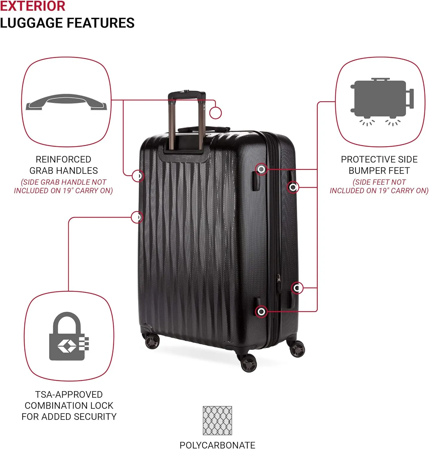 SwissGear 7272 Energie Hardside Expandable Luggage with Spinner Wheels, Black, 2-Piece Trunk Set (19/29)