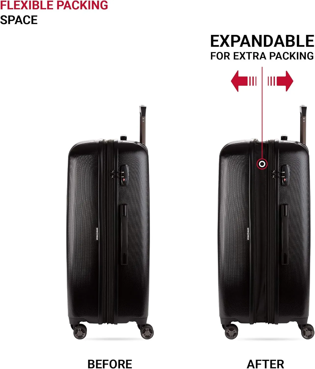 SwissGear 7272 Energie Hardside Expandable Luggage with Spinner Wheels, Black, 2-Piece Trunk Set (19/29)