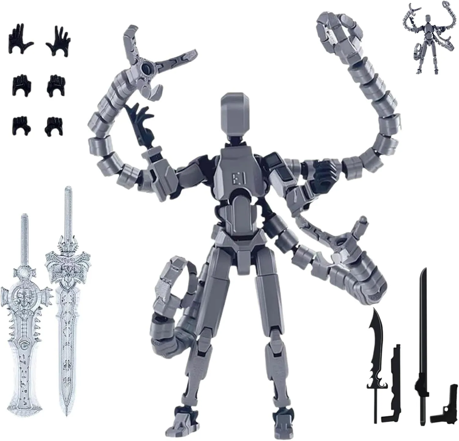 T13 Action Figure – Posable 7.2” 3D Printed Dummy 13 & Titan 13, Collectible Desktop Toy for Gamers and Kids