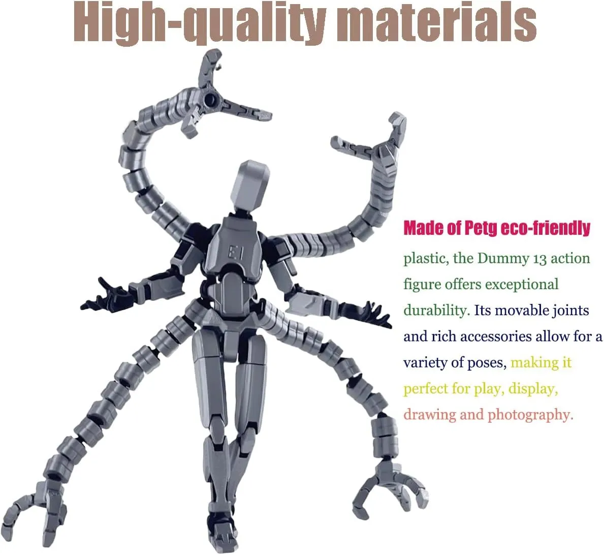 T13 Action Figure – Posable 7.2” 3D Printed Dummy 13 & Titan 13, Collectible Desktop Toy for Gamers and Kids