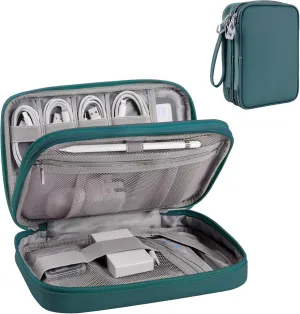 Tablet Accessories Case Bag, Travel Electronics Organizer for Chargers & Cords, Cables, 7.9 Inch Tablet, Airplane Essentials, 2 Layers (Teal Blue)
