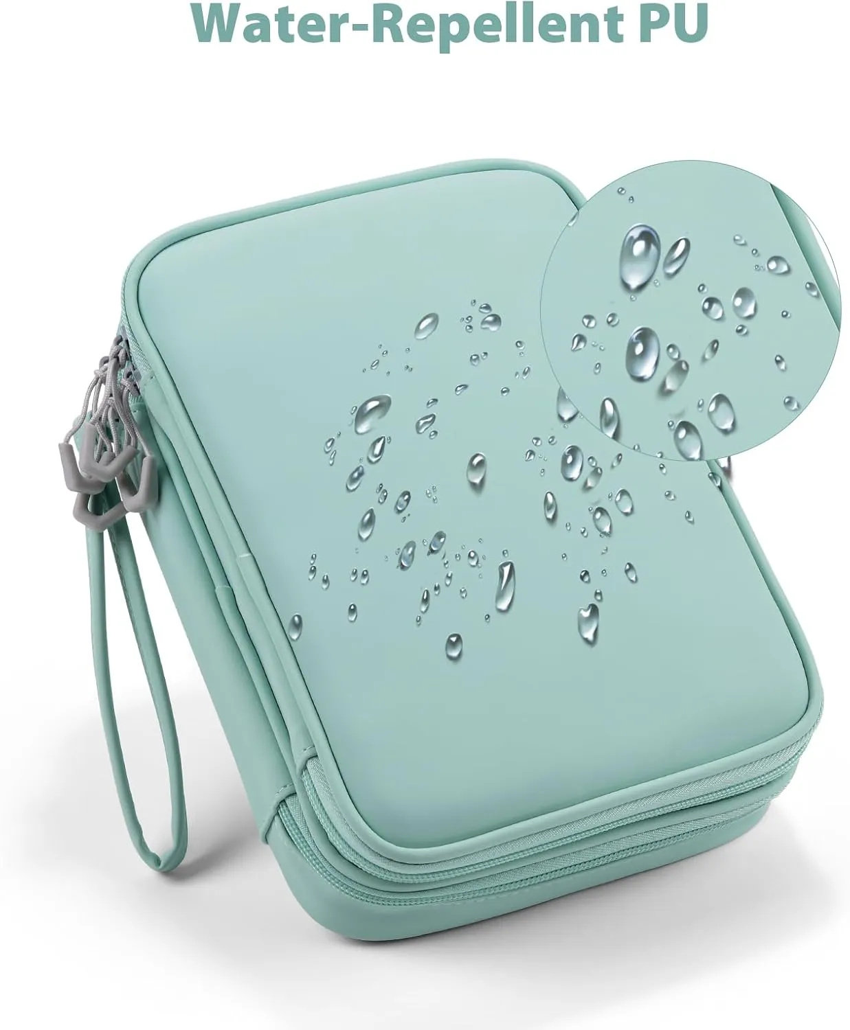 Tablet Accessories Case Bag, Travel Large Electronics Organizer for Chargers & Cords, Cables, 7.9 Inch Tablet, Airplane Essentials, 2 Layers (Mint Green)