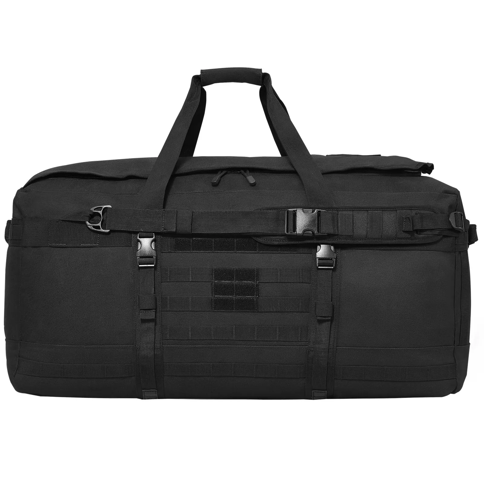 Tactical Duffle Bag 100L Gym Bag Duffle with Molle Design and Multi-mesh Bag, for workouts, cycling, gym sessions, yoga, beach trips, swimming pools, hunting, hiking, camping, practice days, weekend getaways, and many outdoor activities.