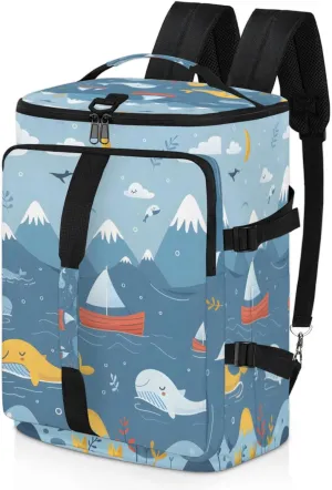 Tactical Sports Duffle Bag for Travel Waterproof Gym Bag with Shoe Compartment 48L Carry On Luggage for Men & Women 3-in-1 Durable Travel Luggage Cute Sailing Whale
