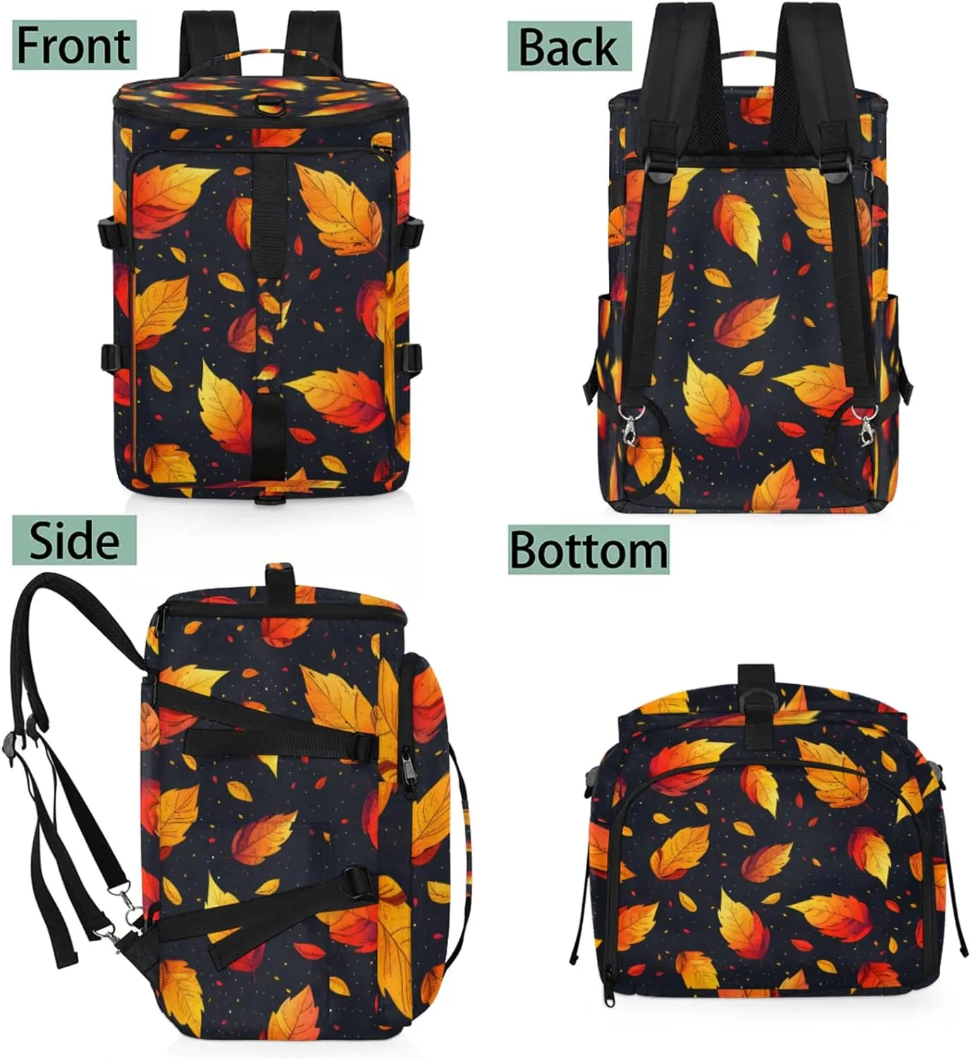 Tactical Sports Duffle Bag for Travel Waterproof Gym Bag with Shoe Compartment 48L Carry On Luggage for Men & Women 3-in-1 Durable Travel Luggage Falling Leaves