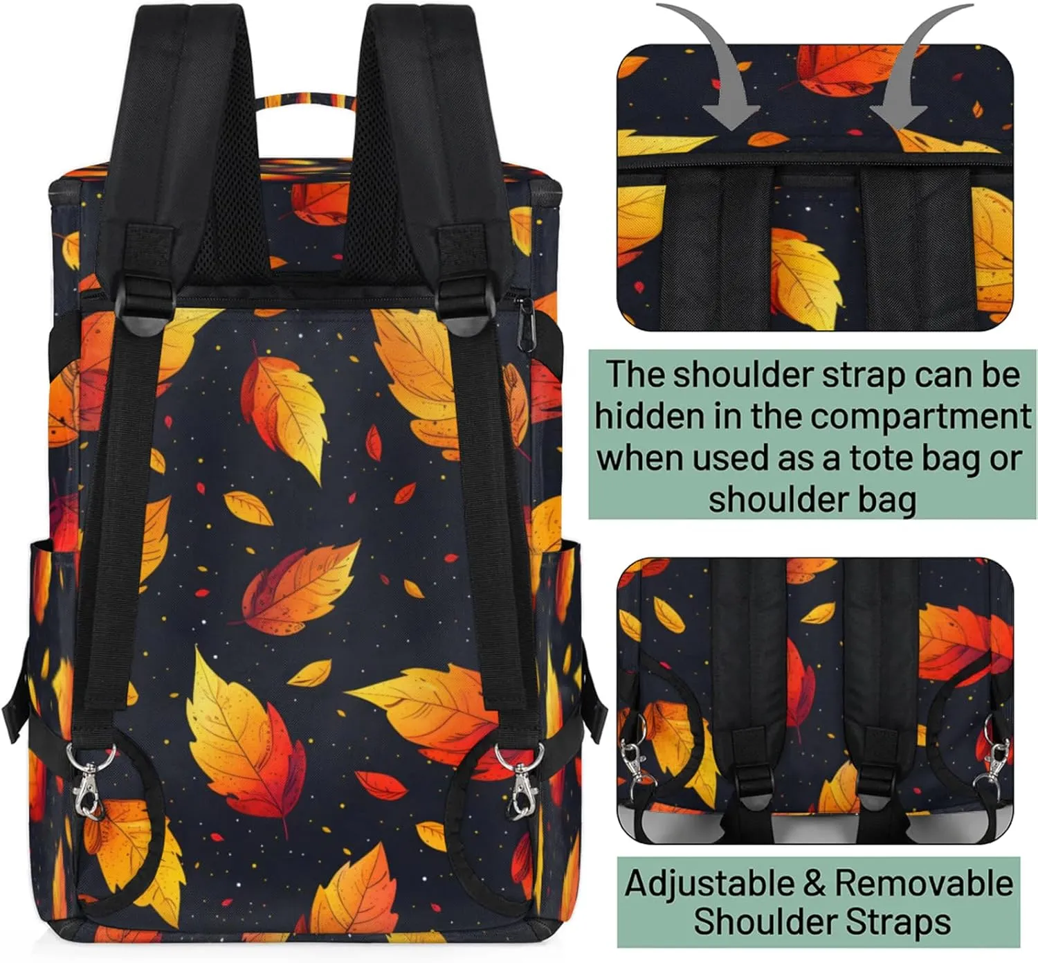 Tactical Sports Duffle Bag for Travel Waterproof Gym Bag with Shoe Compartment 48L Carry On Luggage for Men & Women 3-in-1 Durable Travel Luggage Falling Leaves