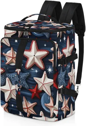 Tactical Sports Duffle Bag for Travel Waterproof Gym Bag with Shoe Compartment 48L Carry On Luggage for Men & Women 3-in-1 Durable Travel Luggage Geometric Starfish Patriotic