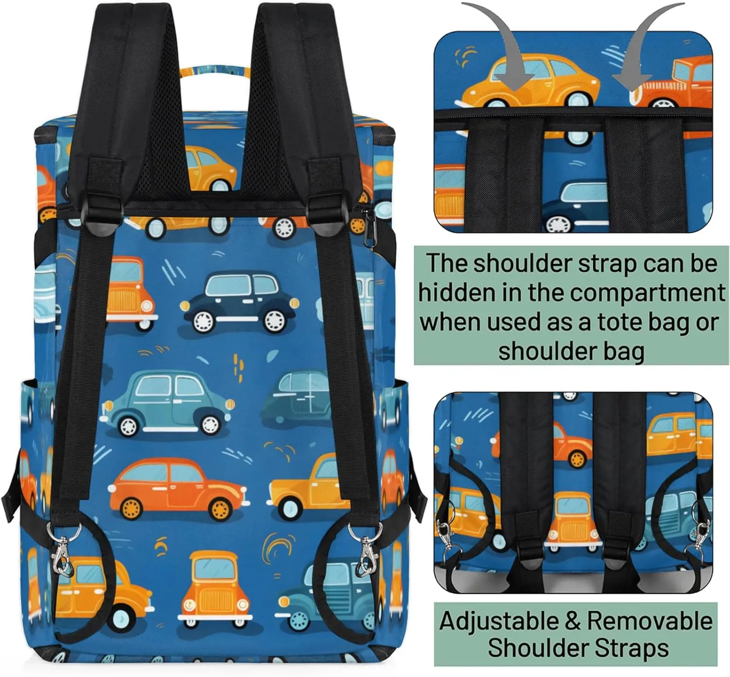 Tactical Sports Duffle Bag for Travel Waterproof Gym Bag with Shoe Compartment 48L Carry On Luggage for Men & Women 3-in-1 Durable Travel Luggage Lovely Cars