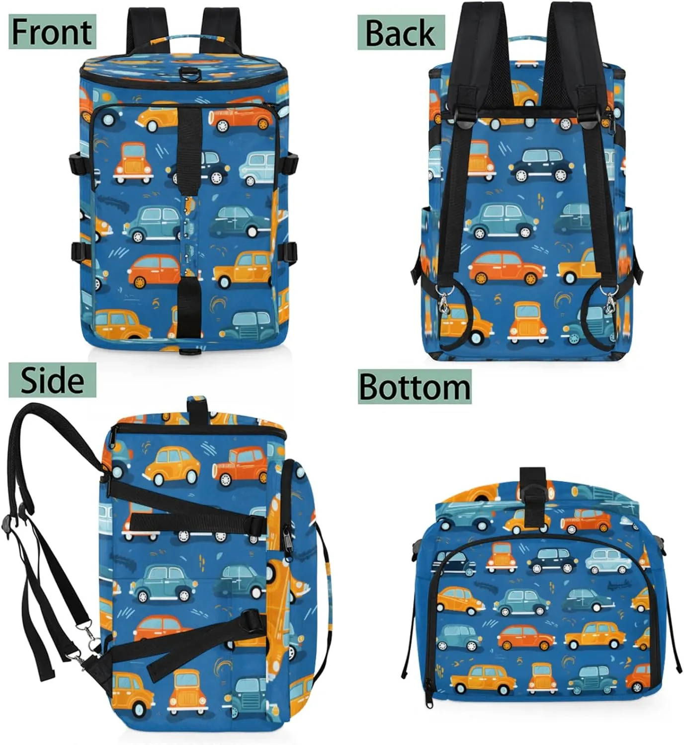 Tactical Sports Duffle Bag for Travel Waterproof Gym Bag with Shoe Compartment 48L Carry On Luggage for Men & Women 3-in-1 Durable Travel Luggage Lovely Cars
