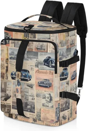 Tactical Sports Duffle Bag for Travel Waterproof Gym Bag with Shoe Compartment 48L Carry On Luggage for Men & Women 3-in-1 Durable Travel Luggage Vintage Newspaper Cart
