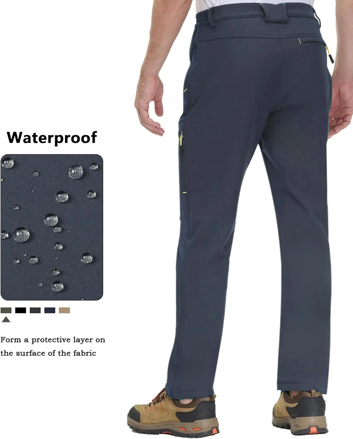 TACVASEN Winter Pants for Men Fleece Lined Waterproof Pants Insulated Hiking Pant for Ski Snowboard Outdoor Work Hunting