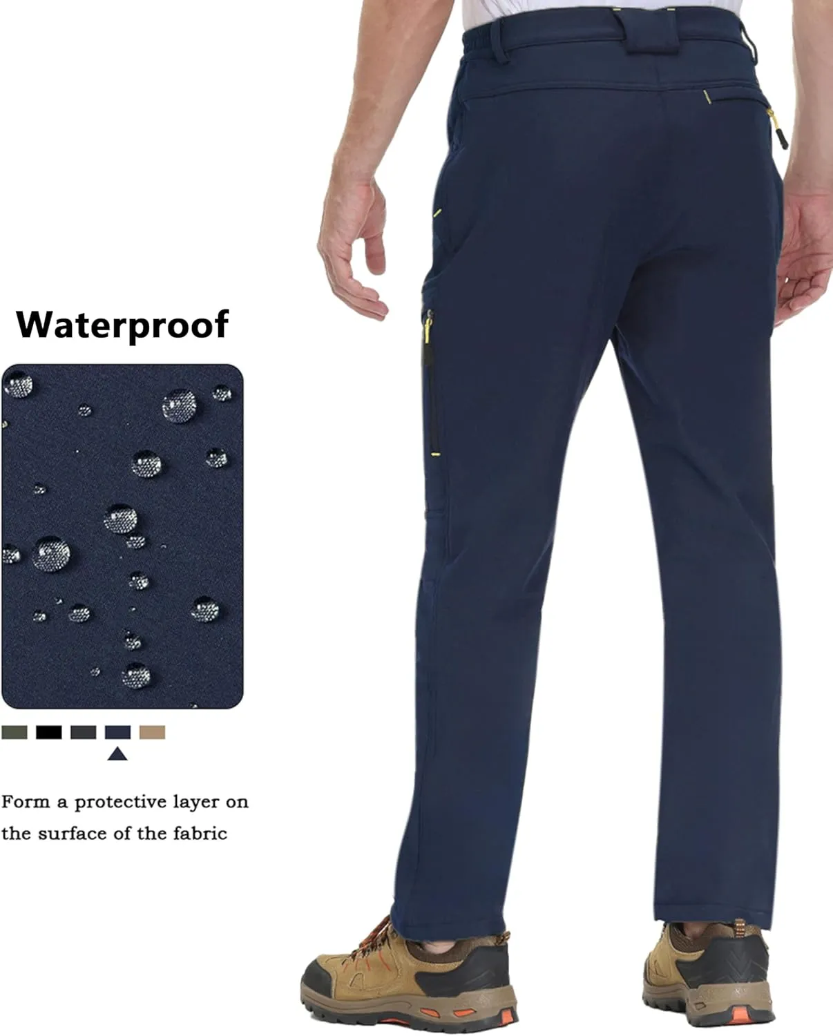 TACVASEN Winter Pants for Men Fleece Lined Waterproof Pants Insulated Hiking Pant for Ski Snowboard Outdoor Work Hunting