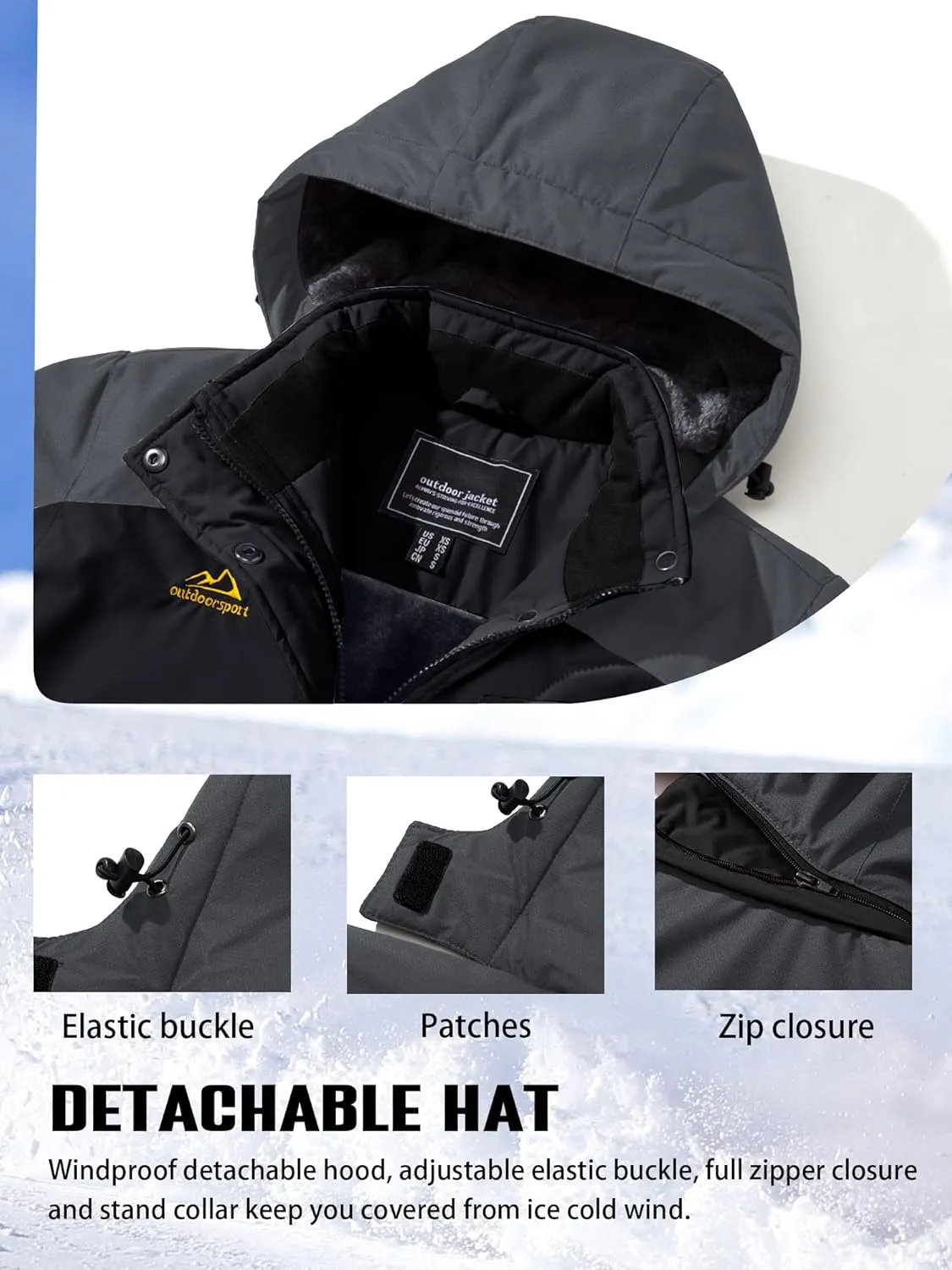 TACVASEN Women's Winter Jacket Waterproof Ski Jacket Hooded Fleece Lined Warm Snow Coat Mountain Windproof Rain Windbreaker