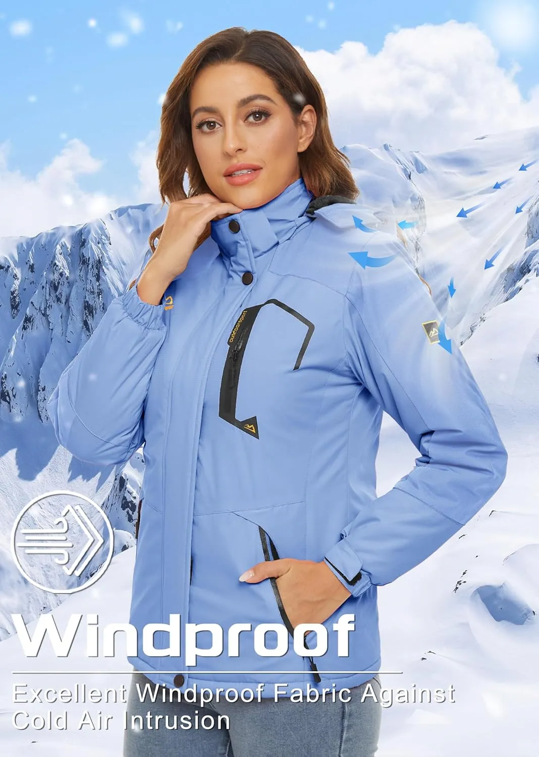 TACVASEN Women's Winter Jacket Waterproof Ski Jacket Hooded Fleece Lined Warm Snow Coat Mountain Windproof Rain Windbreaker