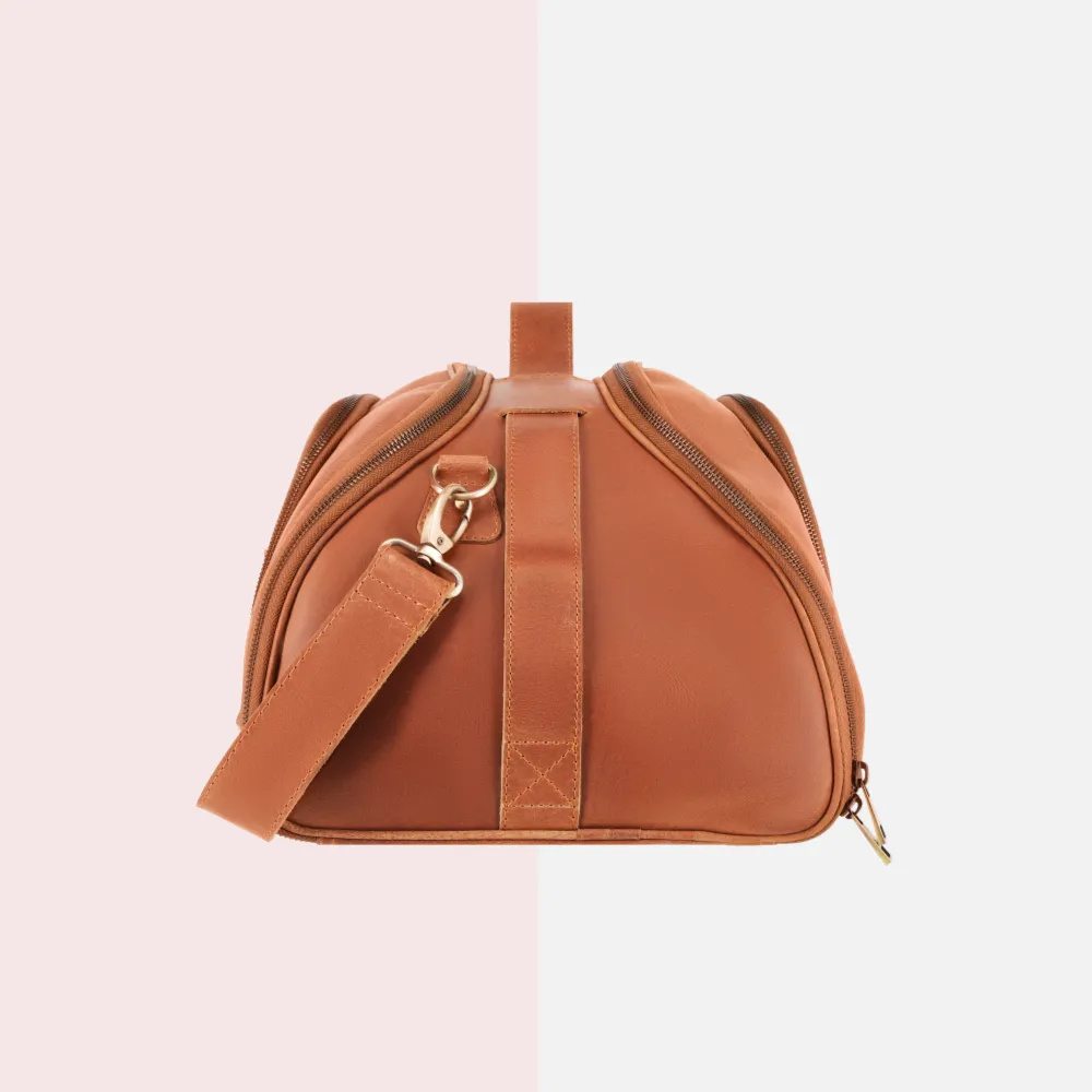 Tan Vintage Leather Duffle Bag