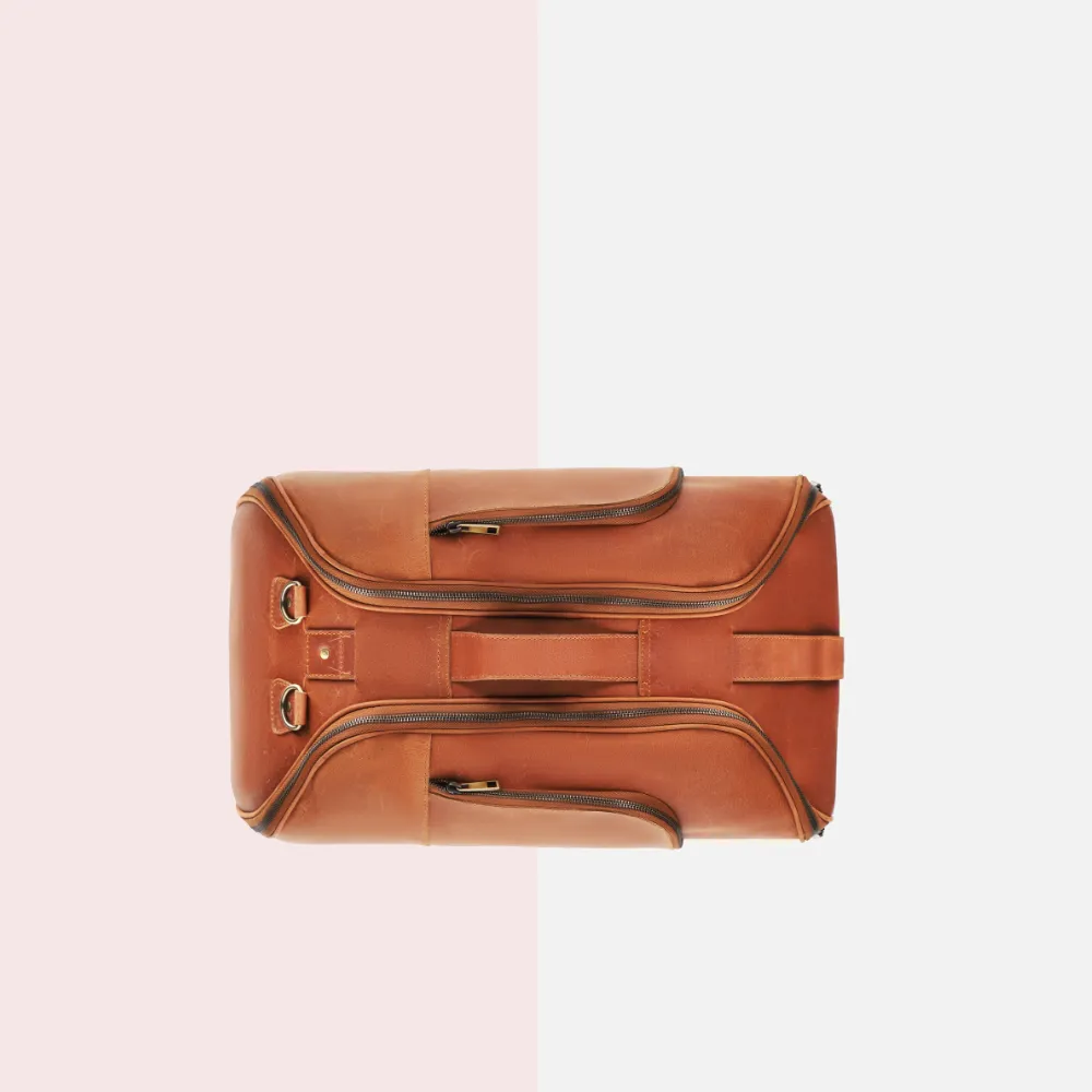 Tan Vintage Leather Duffle Bag