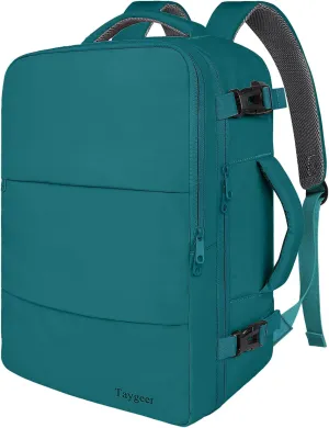 Taygeer Carry on Backpack for Men Women, Luggage Laptop Backpack for Airplane Travel with USB Charging Port, 35L Water Resistant Gym Weekender Bag for College Gift, Peacock Blue