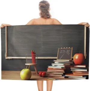 Teacher Classroom Chalkboard Beach Towel Soft Super Absorbent Bath Towels Pool Towel Quick Dry Sand Free Beach Towels 31"x 51" for Travel, Beach, Camping