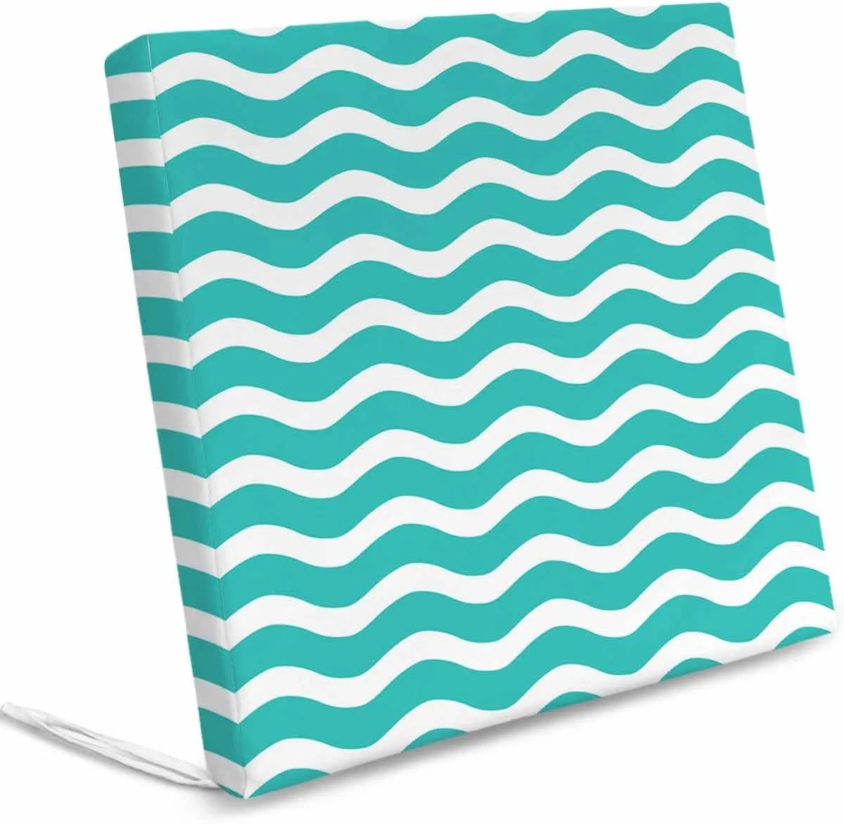 Teal Aqua Moire Ombre Outdoor Cushion Chair Cover Set of 2 - Waterproof Couch Seat Covers, Water Ripple Stripe Farmhouse Patio Furniture Protector Cushions Slipcovers for Sofa/RV, 22"x20"x4"