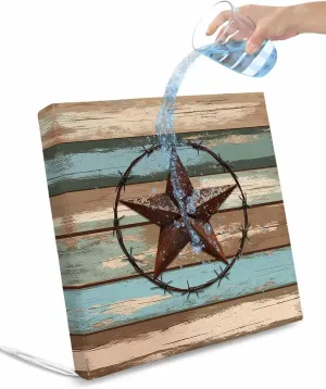 Teal Brown Texas Star Outdoor Cushion Chair Cover Set of 4 - Waterproof Couch Seat Covers, Country Farmhouse Wooden Patio Furniture Protector Cushions Slipcovers for Sofa/RV, 20"x18"x4"