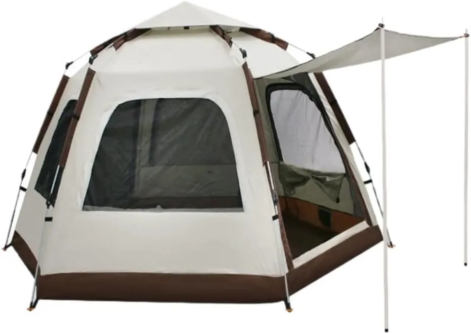 Tent Hexagonal Tent Folding Portable Thickened No-Setup Family Camping Outdoor Fully Automatic Quick-Opening Tent Outdoor Tent