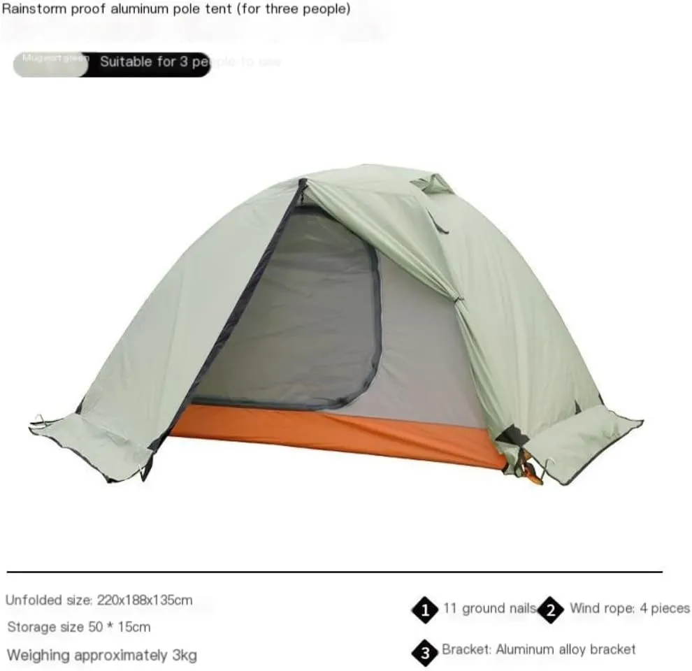 Tent Outdoor Tent Double-Layer Warm and Rainproof Mountaineering Hiking Tent Aluminum Pole Outdoor Camping Tent Outdoor Tent