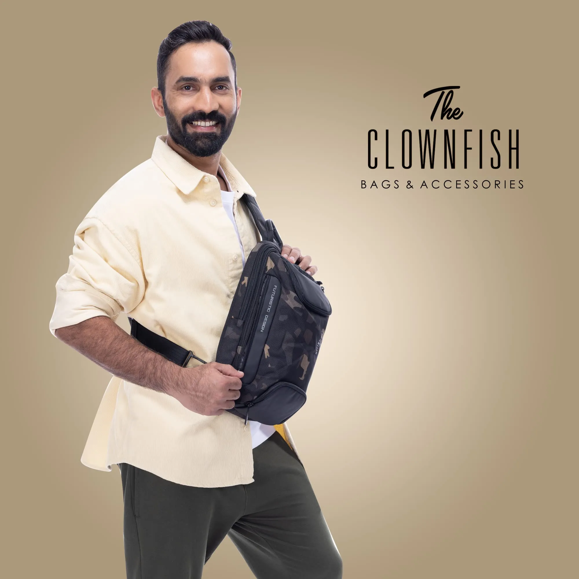 THE CLOWNFISH Unisex-Adult Water Resistant Anti -Thief Password Zipper Lock Crossbody Bag With Usb Charging Chest Bag Shoulder Bag Sling Bag (Camo)