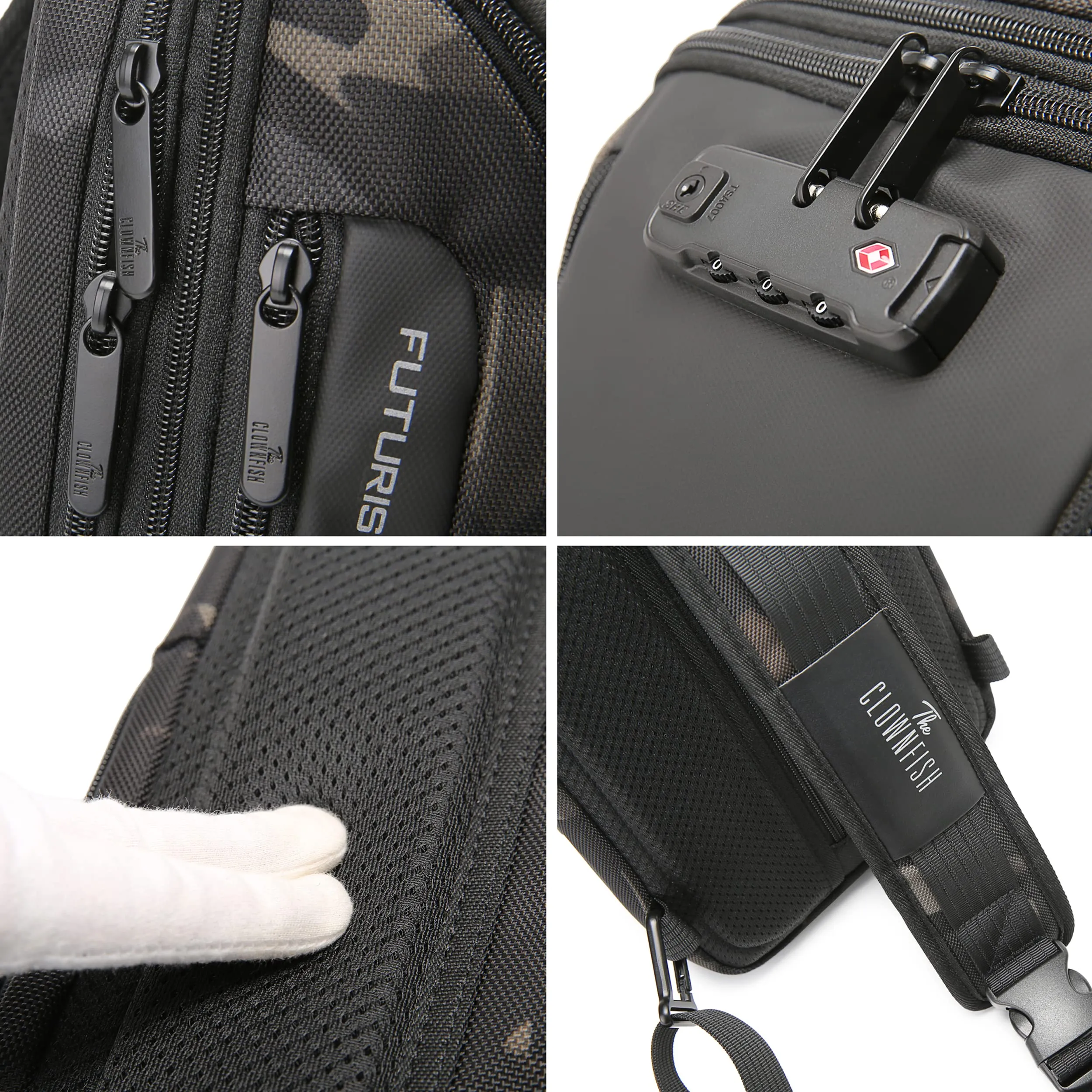THE CLOWNFISH Unisex-Adult Water Resistant Anti -Thief Password Zipper Lock Crossbody Bag With Usb Charging Chest Bag Shoulder Bag Sling Bag (Camo)