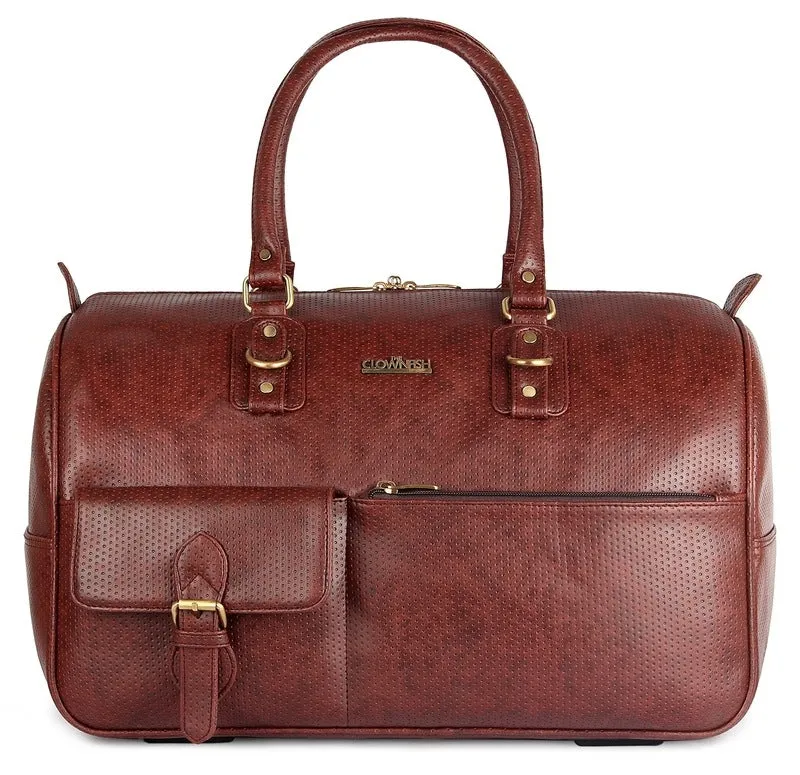 The Clownfish Vegan Leather Travel Duffle - Stylish & Durable | 1 Large Compartment | Tan