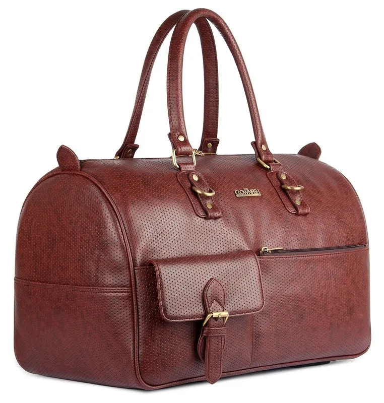 The Clownfish Vegan Leather Travel Duffle - Stylish & Durable | 1 Large Compartment | Tan
